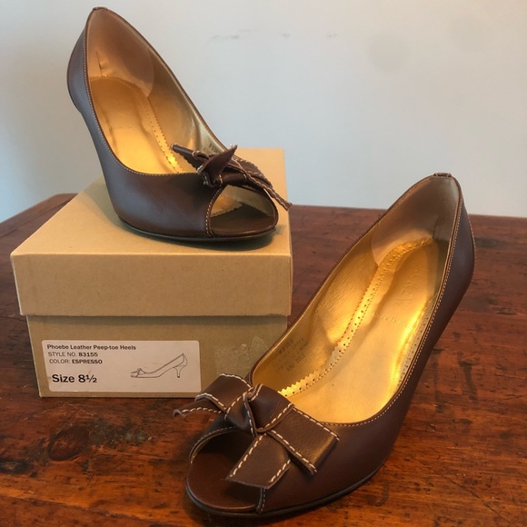J. Crew Phoebe Leather Peep Toe Heels - Picture 1 of 6
